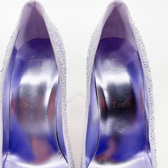 Christian Louboutin Kate 100 Strass Lilac Crystal Pointed Toe Heels EU 39.5 - Picture 7 of 11